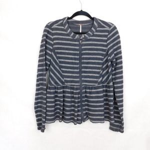 Free People Striped Peplum Cardigan Sweater Small